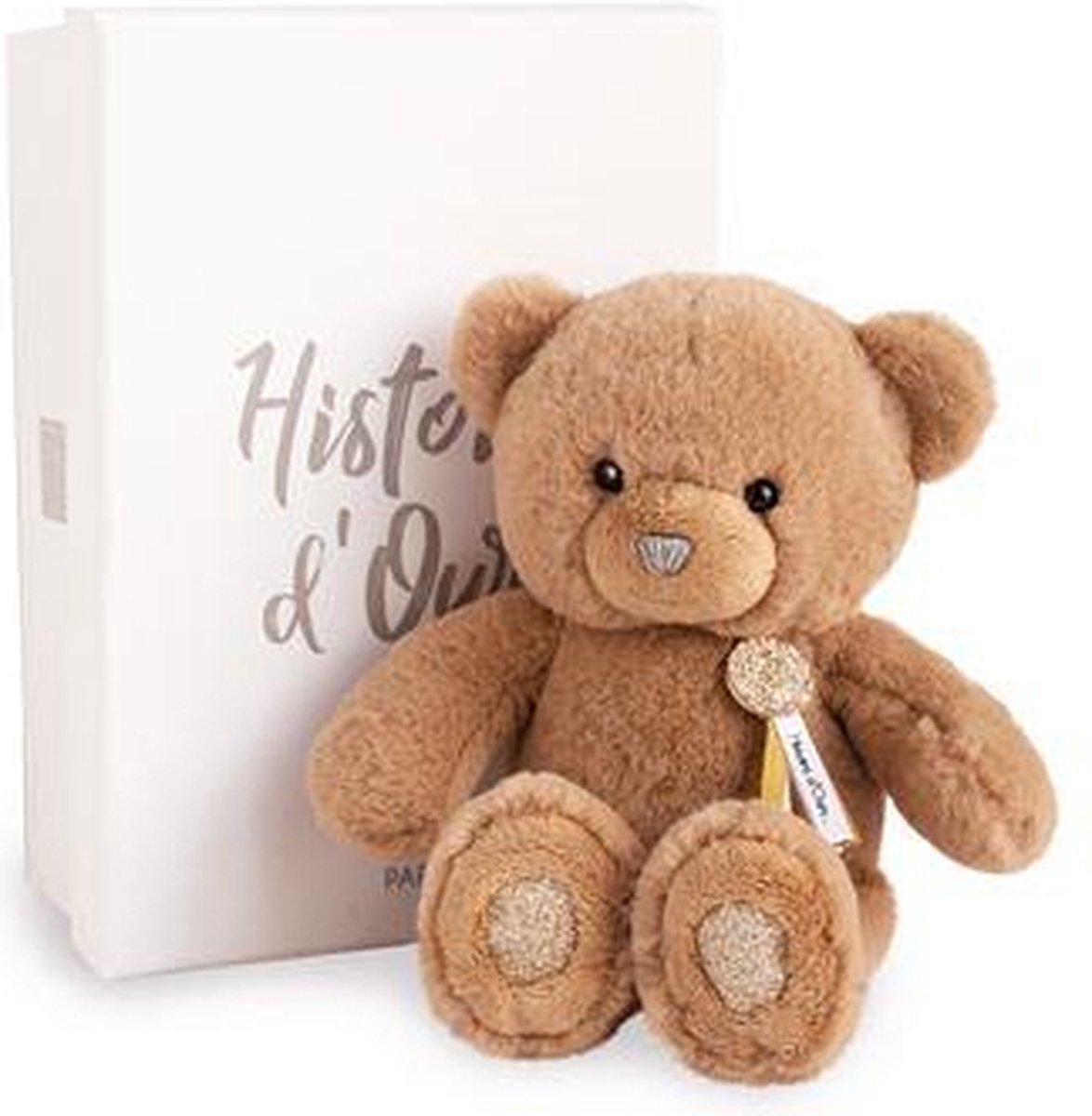 DouDou et Compagnie - bruin knuffelbeer met gouden glitters